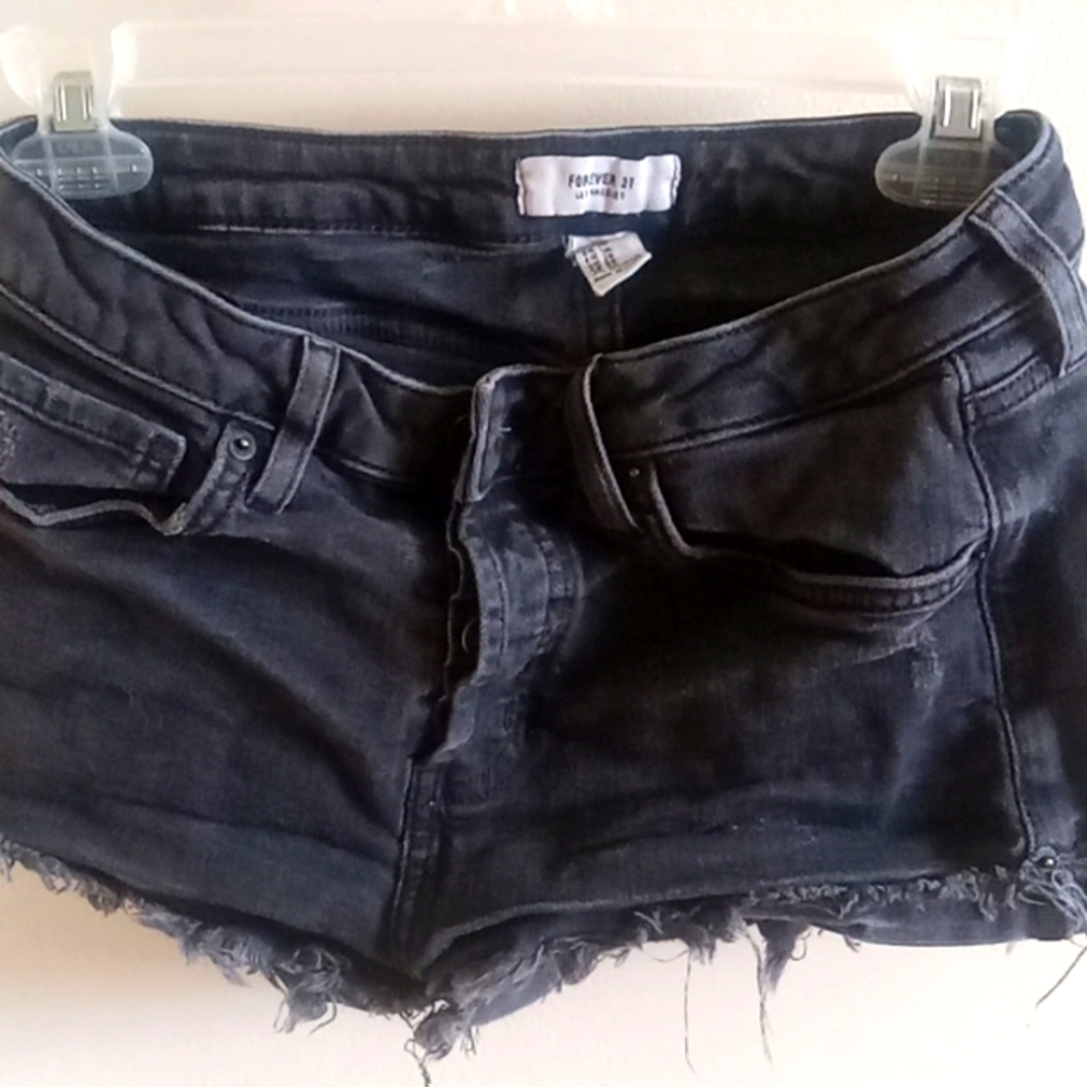 F21 Distressed black Jean Shorts